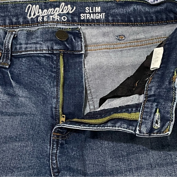 Wrangler Retro Men’s 32x30 (33x30) Slim Straight Jeans Dark Blue Denim Western - Picture 6 of 15